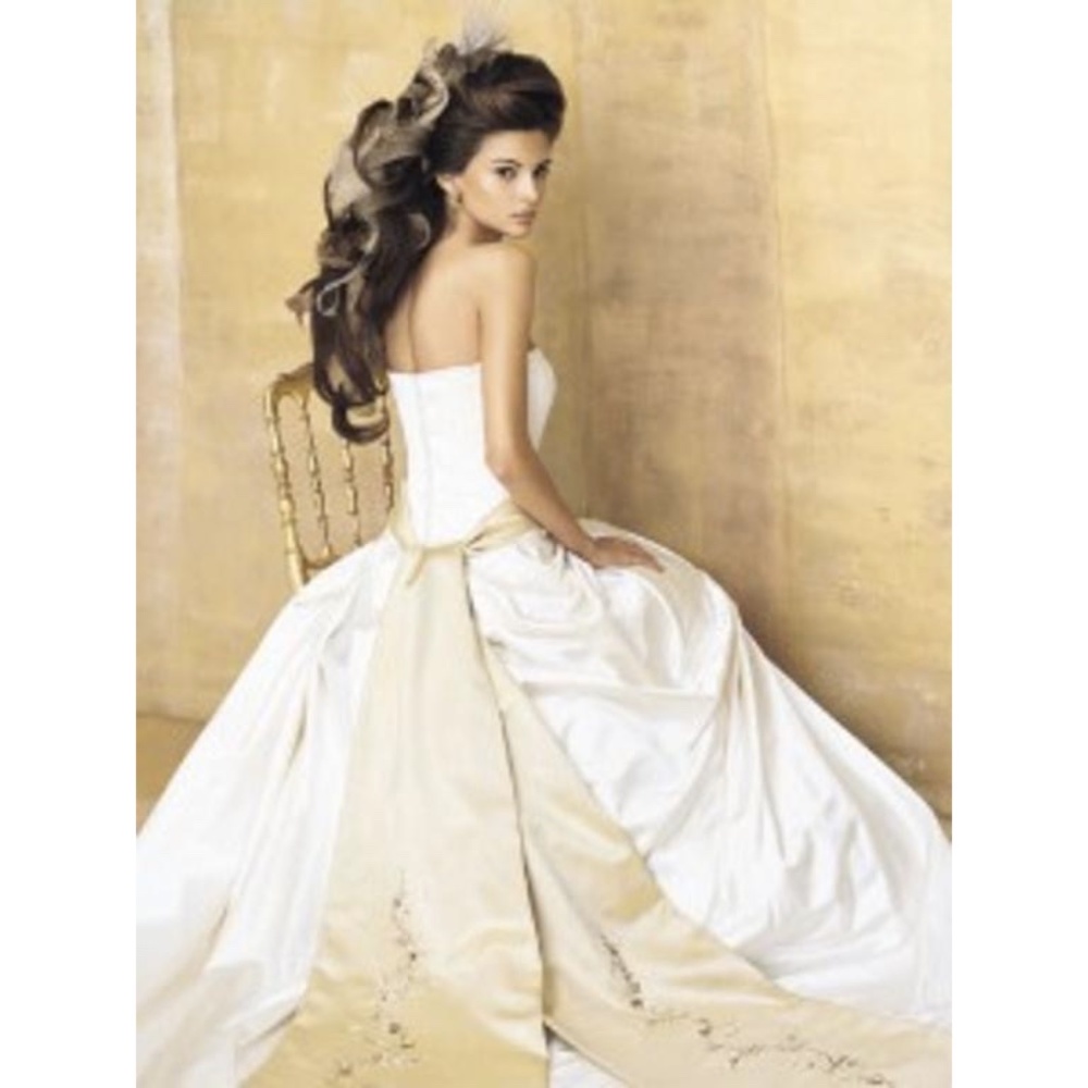 Lazaro Wedding Dress W/Gold Embroidered Sash (4) - Gem